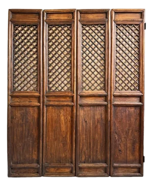 Set of Four Antique Elm Wood Screen Doors