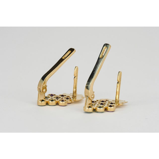 Metal Grape Earrings With Emeralds and Amethysts- Set of 2 For Sale - Image 7 of 10