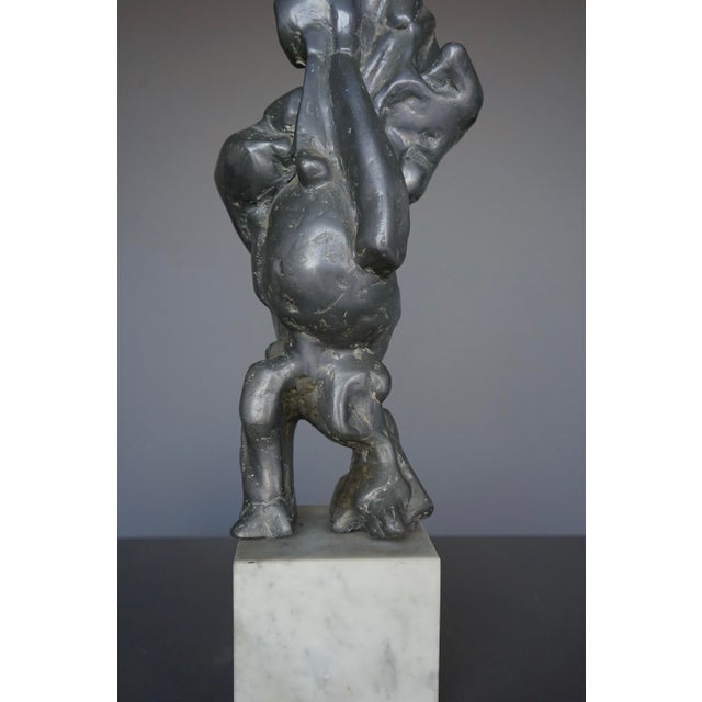 Metal Large Abstract Sculpture, 1960s, Lead on a Marble Base For Sale - Image 7 of 11