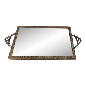 Vintage 1950s Baroque Mirrored Vanity Brass Tray (Denmark)
