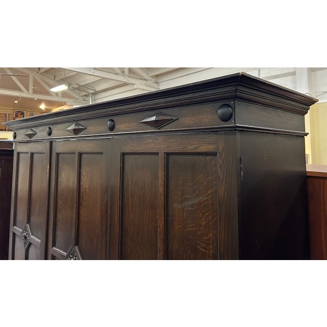 Antique English Oak Jacobean Revival Armoire c.1910 U.K. Import