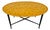 Vintage Mid-Century Modern Oval Cocktail Table With Dandelion Motif on Lacquered Faux Bamboo Base by Kittinger For Sale