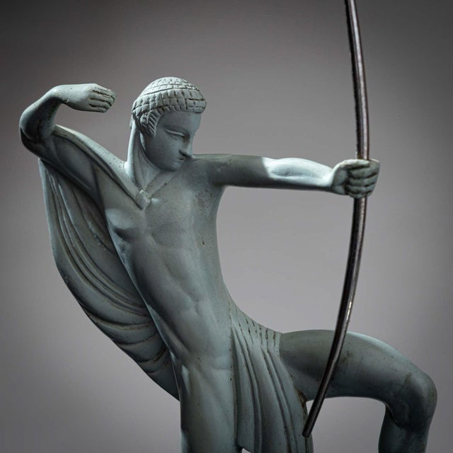 Metal Early 20th Century Art Deco Bronze Sculpture of an Archer by Michel Decoux (1837-1924), France. For Sale - Image 7 of 12