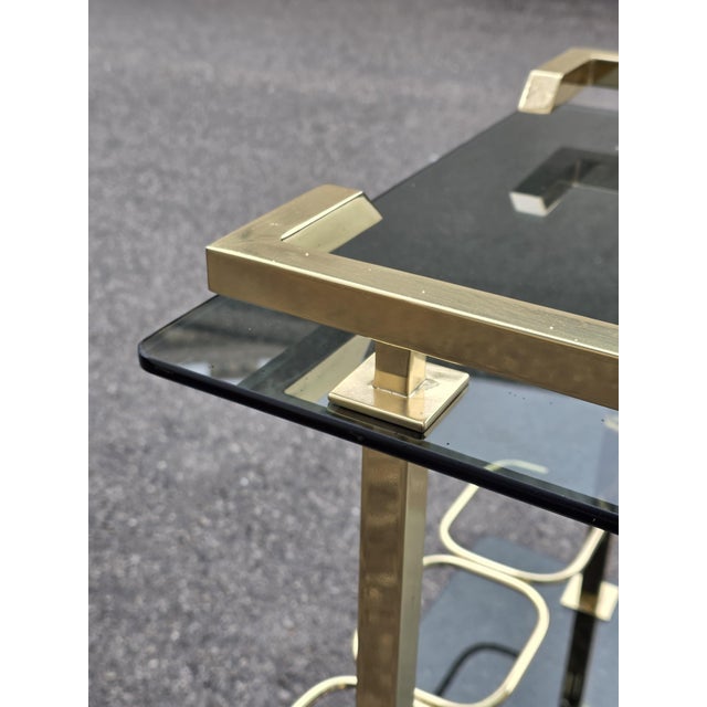 1970s Brass and Green Crystal Bar Cart from Fontana Arte, Italy, 1970s For Sale - Image 5 of 10