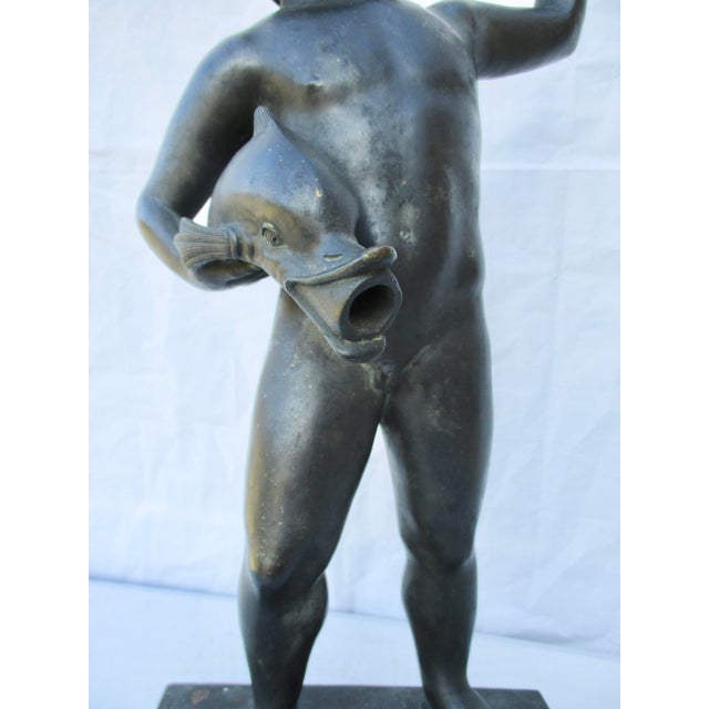 Late 19th Century Grand Tour Bronze Puti With Dolphin Fountain For Sale - Image 5 of 12