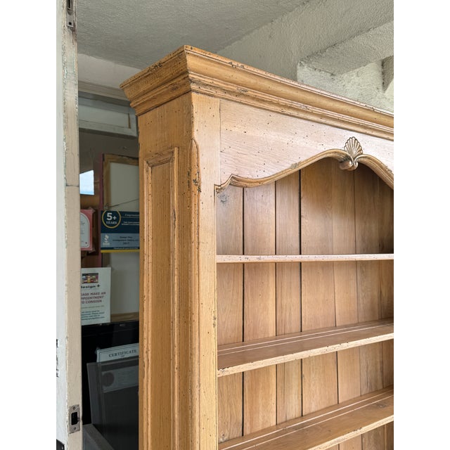 French Provincial Light Oak Wood Kitchen Cabinet, Antique For Sale - Image 11 of 12