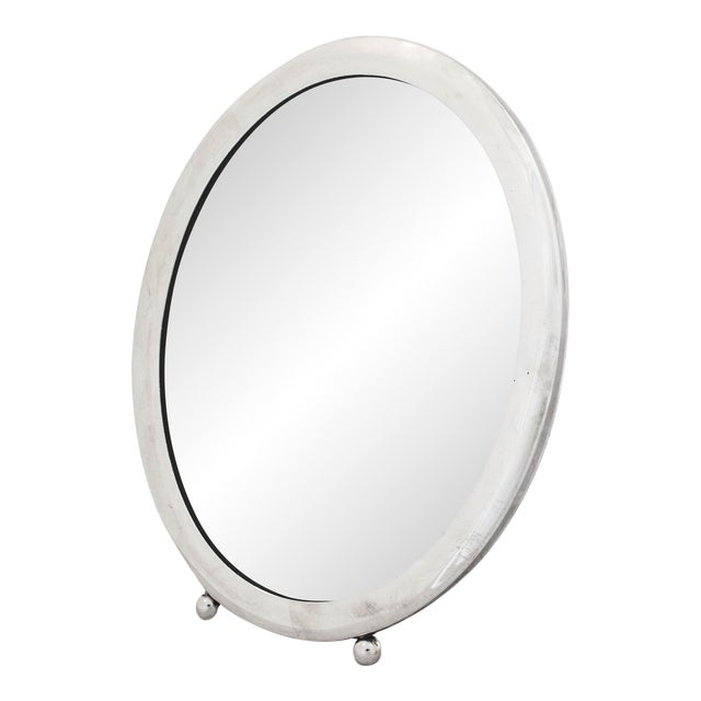 1940s Sterling Silver Art Deco Vanity Mirror For Sale
