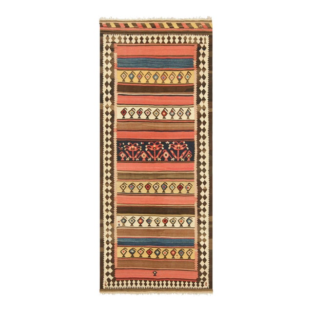 Vintage Kilim With Stripes and Geometric Patterns, From Rug & Kilim For Sale