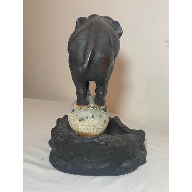 19th Century Large Antique Circus Elephant Dish Ashtray Armor Bronze Clad Statue Sculpture For Sale - Image 5 of 14