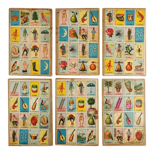 vintage-mexican-loteria-bingo-cards-set-of-6-chairish