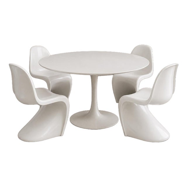 Vintage Space Age Arkana Tulip Dining Table and Chairs by Maurice Burke and Verner Panton, 1960s, Set of 5 For Sale