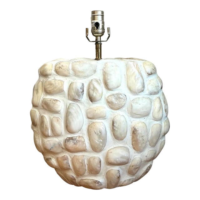 Vintage Textured Shell Table Lamp For Sale