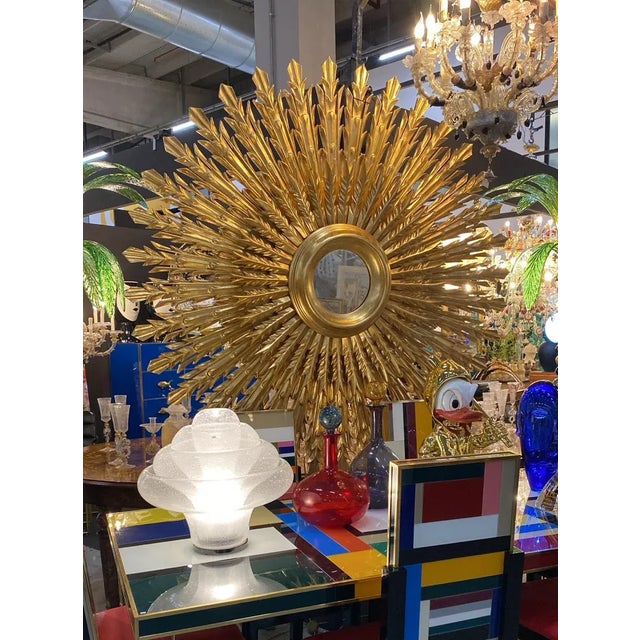 20th Century Sunburst Carved Golden Mirror For Sale - Image 9 of 13