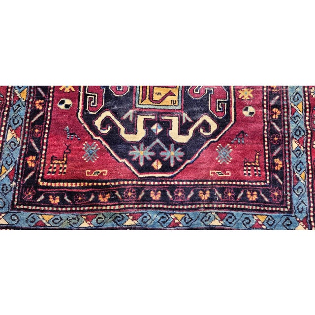 Antique Caucasian Cloudband Kazak Area Rug, Wool, Cranberry Red, 1890s, 3' x 7' For Sale - Image 16 of 18