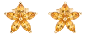 Dainty Citrine Flower Stud Earrings, Floral Gemstone Earrings, Jewelry Gift for Her - A Pair