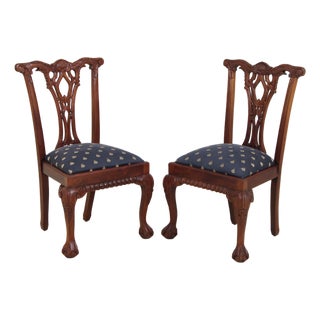 Pair of Chippendale Style Mahogany Dining Chairs For Sale