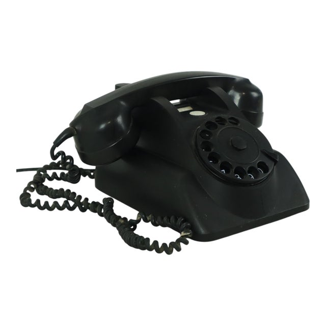1950s rotary dial telephone, bakelite design phone, collector's item; designed by heemaf for philips, netherlands, 1950s....