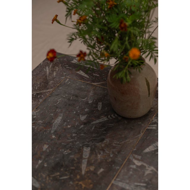 Coffee Table in Fossil Marble and Orange Lacquer, 1970s For Sale - Image 9 of 16