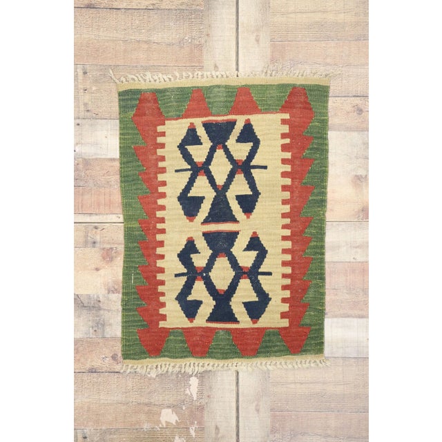 Tan Vintage Persian Shiraz Kilim Rug - 02'00 X 02'10 For Sale - Image 8 of 9
