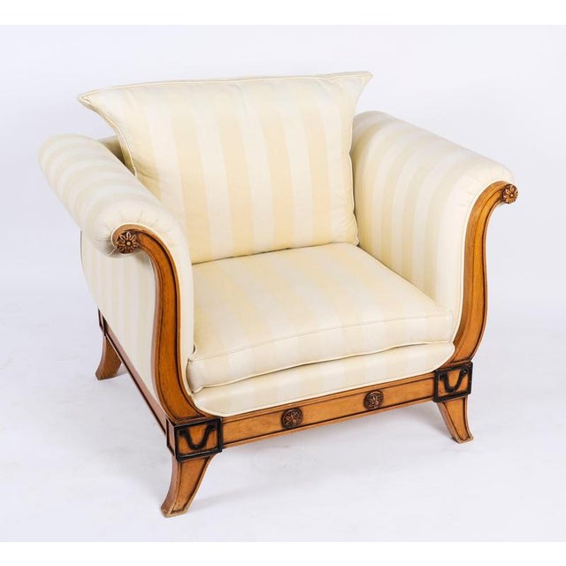 This is a stunning Vintage pair of Biedermeier revival birchwood armchairs by Fratelli Boffi, late 20th century in date....