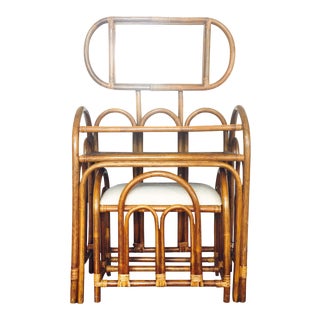 Vintage Bent Bamboo Dressing Table & Bench For Sale