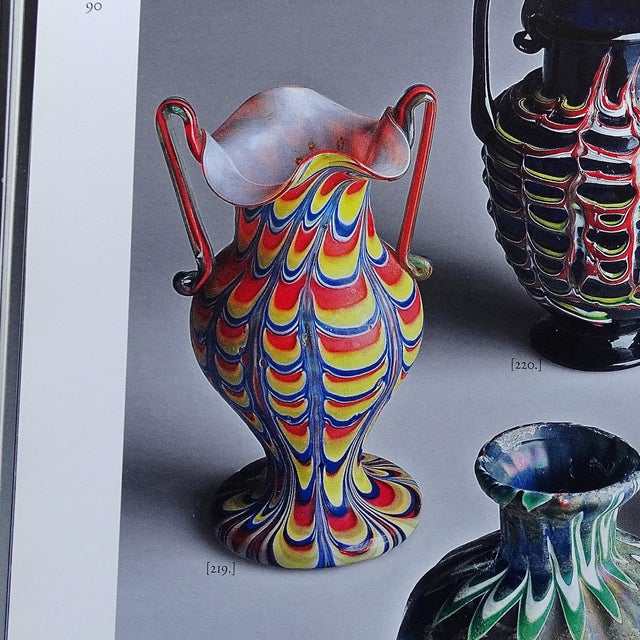 Antique Fratelli Toso Murano Fenicio Pulled Feather Technique Blue Orange White Italian Art Glass Cabinet Vase For Sale In Orlando - Image 6 of 6