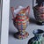 Antique Fratelli Toso Murano Fenicio Pulled Feather Technique Blue Orange White Italian Art Glass Cabinet Vase For Sale In Orlando - Image 6 of 6