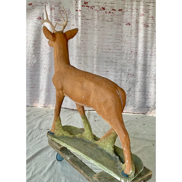 Life-Size Painted Cast Concrete Deer Sculpture. This deer statue is modeled with realistic proportions and hand-painted in...
