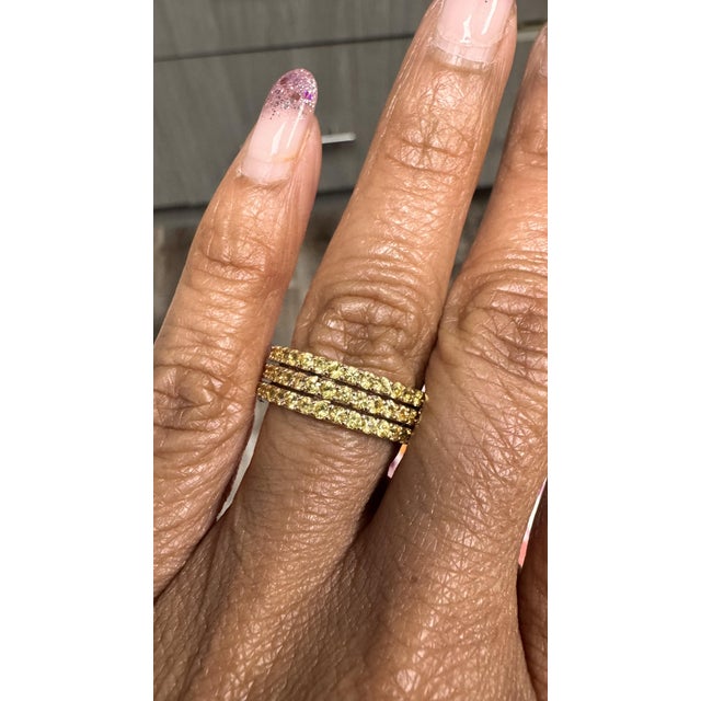 Metal Yellow Sapphire Band 14 Karat Rose Gold by Roshe Jewels, 2.46 Carats, Size 7 For Sale - Image 7 of 9