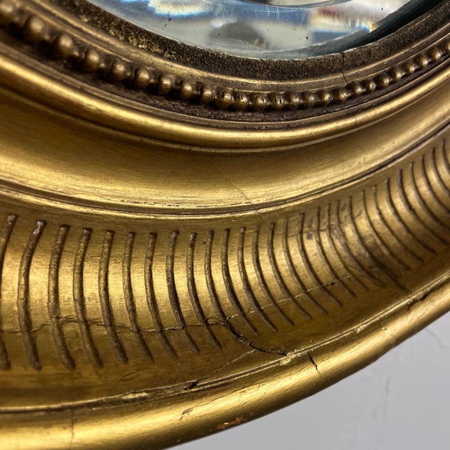 1960s Gorgeous Large Architectural Antique Gold Painted Oval Beveled Mirror For Sale - Image 5 of 5