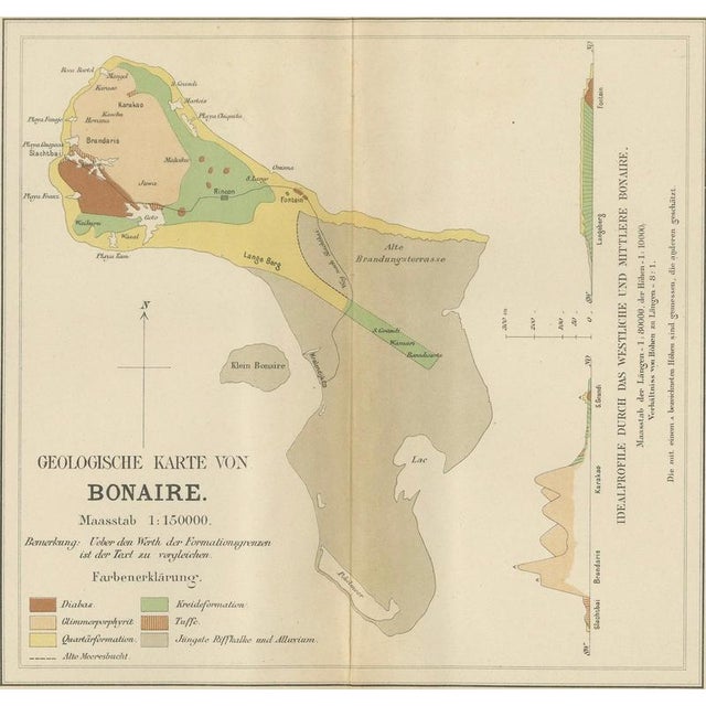 Paper Geological Map of Bonaire in the Dutch West Indies by Karl Martin, 1888 For Sale - Image 7 of 9