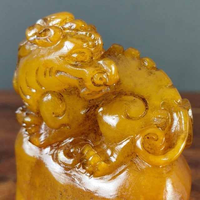 1970s Carved Stone Pixiu Seal, Hollow Relief Carving For Sale - Image 9 of 10