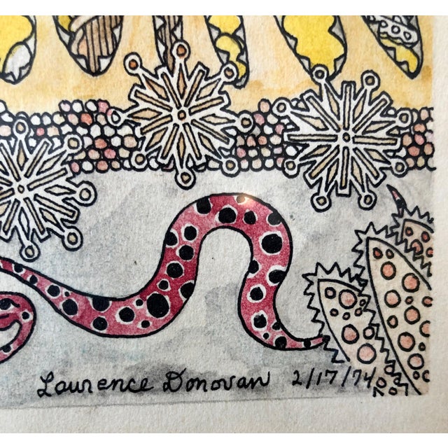 Laurence Donovan, Mod Surrealist 1970's Drawing Watercolor Painting Jungle Fantasy, Unicorn, Lion, 1974 For Sale In Miami - Image 6 of 12