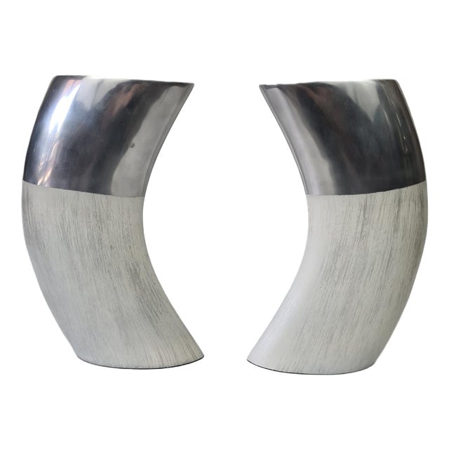 Vases in Aluminum and Ceramic from Ventura Living, 2000s, Set of 2 For Sale
