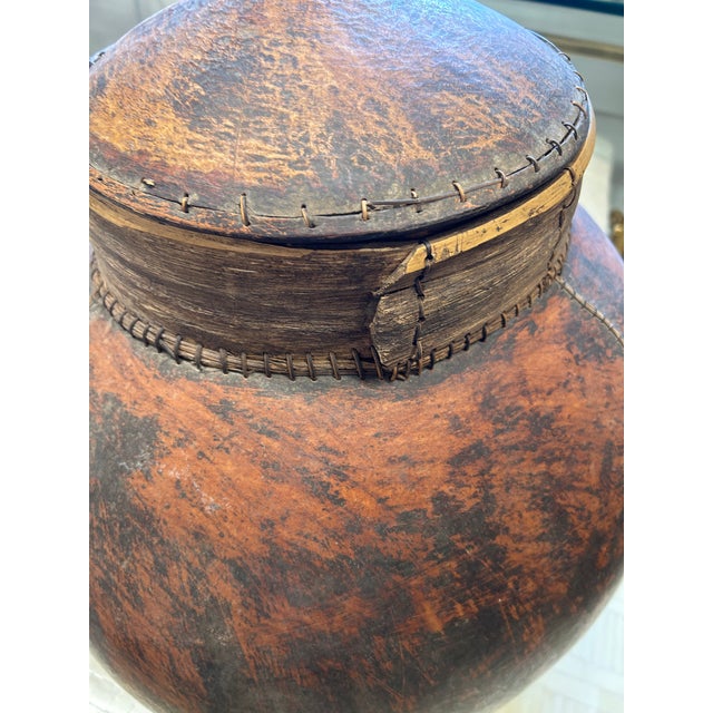 1950s Large Organic Lidded African Gourd Vessel Urn For Sale - Image 5 of 12