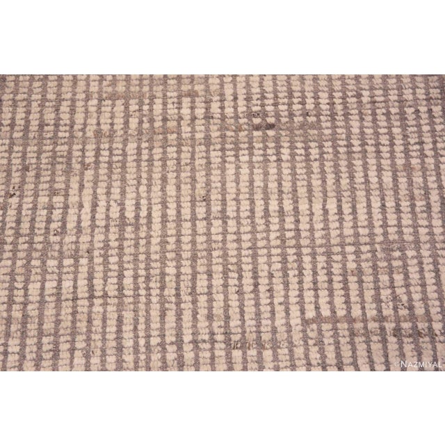 Handmade Wool Pile Modern Contemporary Neutral Minimalist Area Rug For Sale In New York - Image 6 of 8