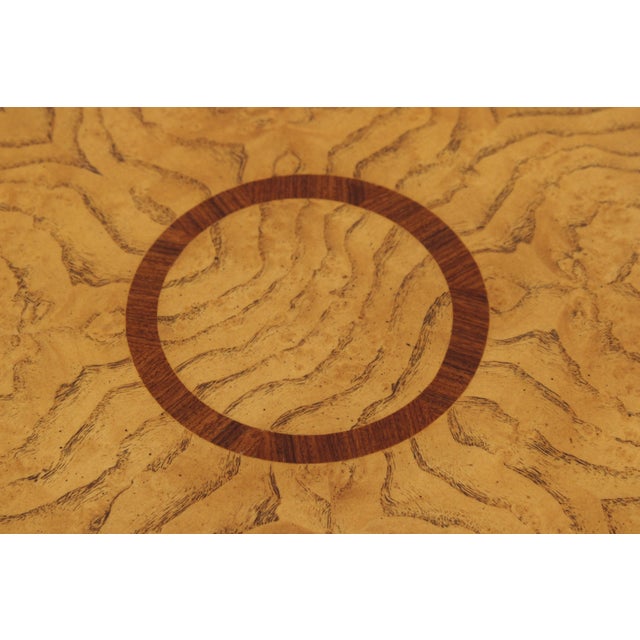 1980s Maitland Smith Round Art Deco Burl Wood End Table For Sale - Image 5 of 18