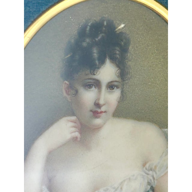 Late 19th Century Antique Signed A. Corsi Lalli Miniature Portrait of a Woman, Gilt Frame For Sale - Image 5 of 12