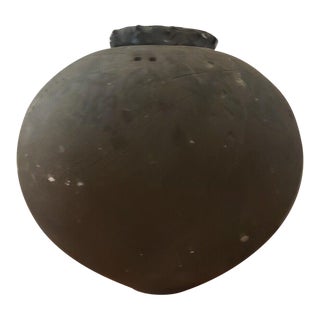 Late 20th Century Signed Raku Pottery Rotund Vase For Sale