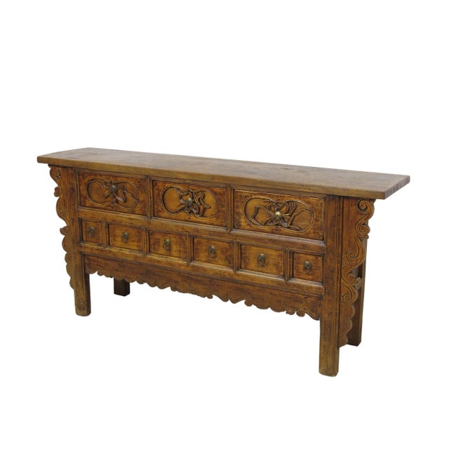 Country Altar Console Table W 9 Drawers | Chairish