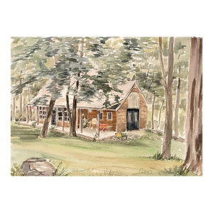 1950s Elizabeth Slater Rustic Cabin Watercolor