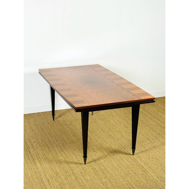 Art Deco Chevron Marquetry Dining Table with Extensions, France, 1940s For Sale - Image 6 of 18