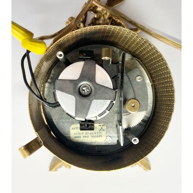 Metal 1960s Matson Ormolu Gold “Dogwood Flower & Bird” Electric Desk Clock For Sale - Image 7 of 12