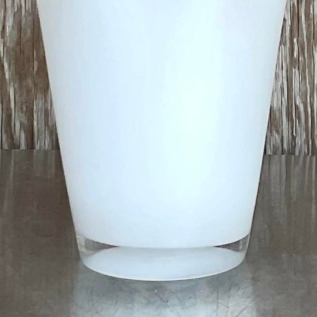 Vintage Pleated White Glass Vase For Sale In West Palm - Image 6 of 11