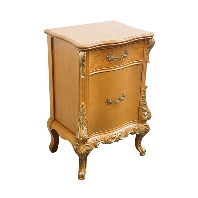 VINTAGE ANTIQUE Solid Maple French Provincial Rococo Revival 19" Cabinet Nightstand 29.75" High 19.5" Wide 15" Deep We...