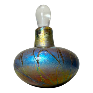 Vintage Fellerman & Raabe Hand Blown Studio Art Glass Iridescent Perfume Bottle
