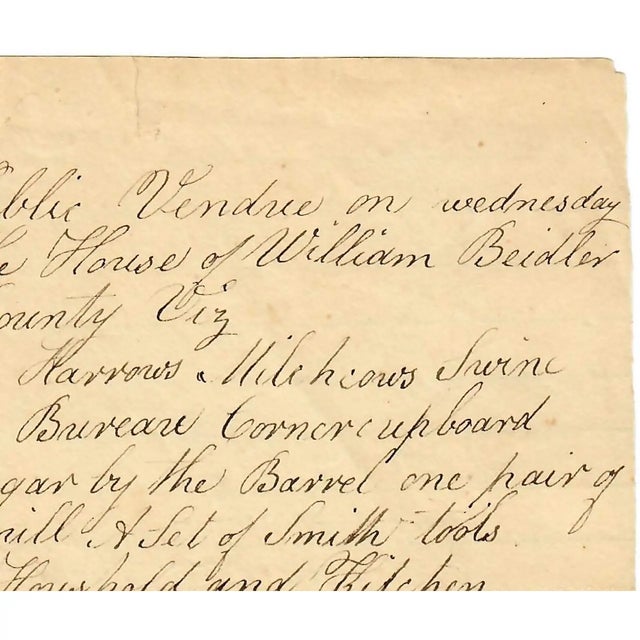 American 1837 Berks County, Pennsylvania Hand-Penned Auction Broadside – A "Dry" Estate Sale! For Sale - Image 3 of 5