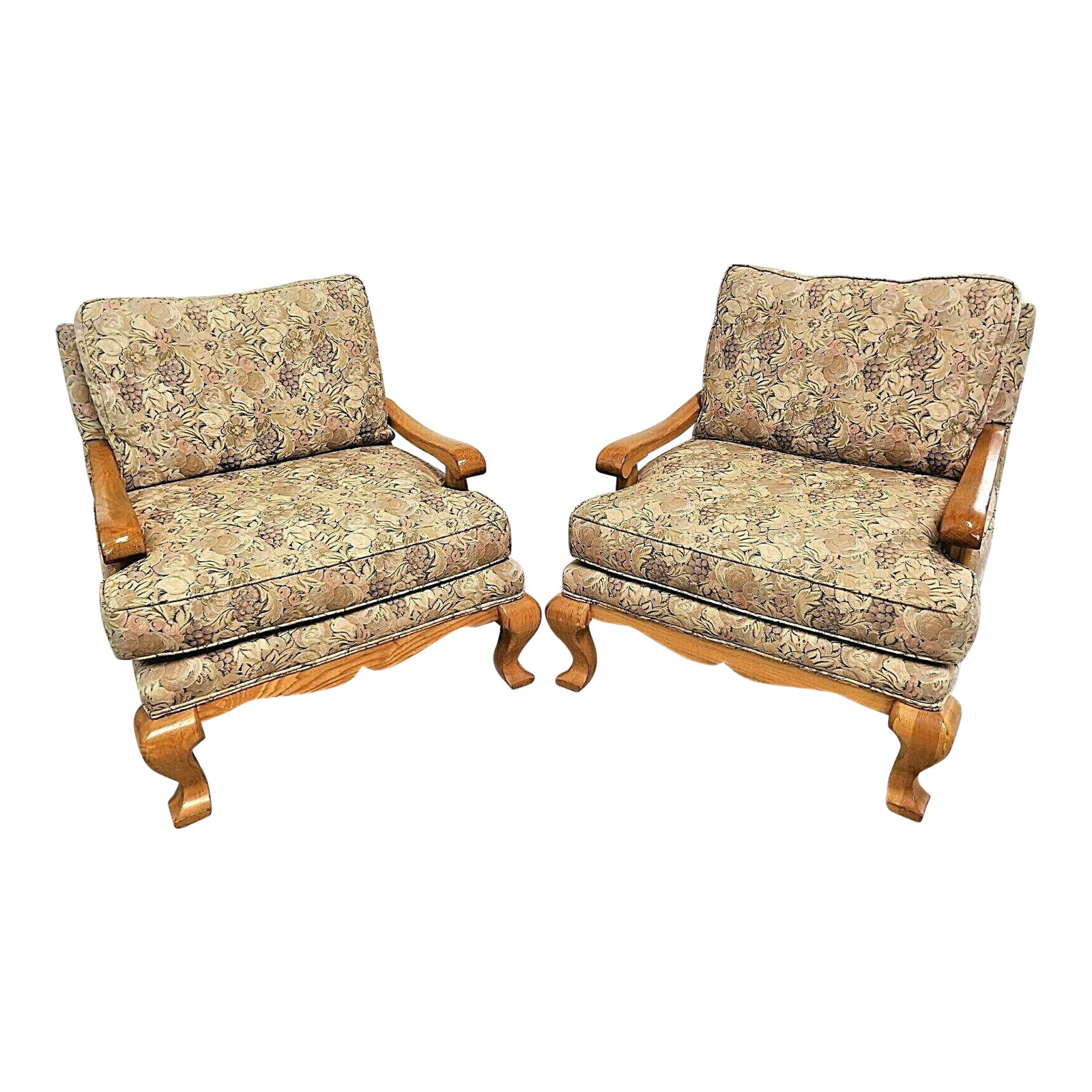 Taylor King Upholstered Armchairs a Pair Chairish