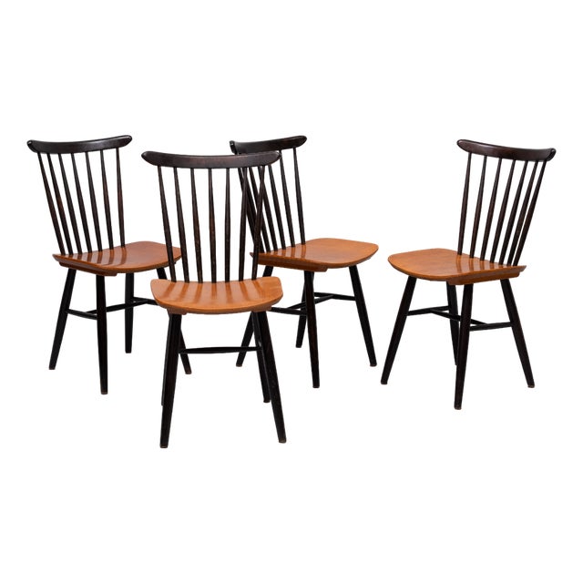 Spindle Back Dining Chairs from Maison Regain, Holland, 1960s, Set of 4 For Sale