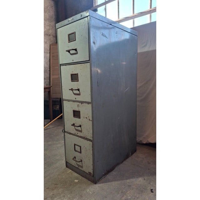 Industrial Metal Filing Cabinet with Drawers by Y.A. Chauvin, Paris, France, 1940s For Sale - Image 4 of 11